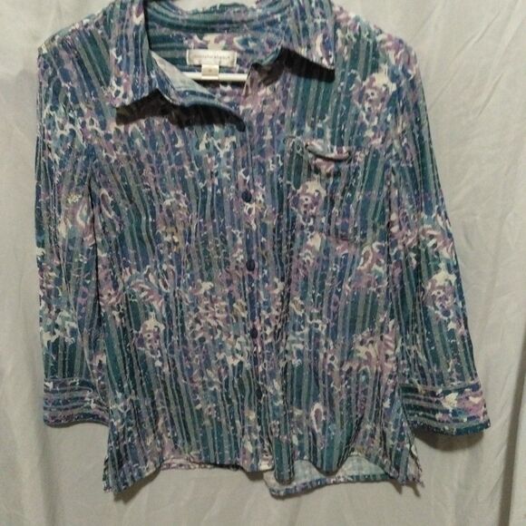 Christopher Banks Size M  Button Shirt Chest Pocket/4 Sleeve Artsy  Texture 2010 - Picture 1 of 11